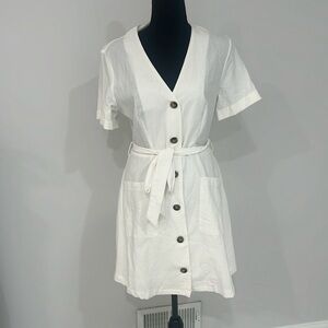 SHEIN wrap white dress